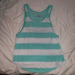 Teal and white striped tank top